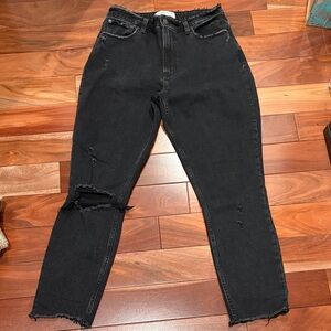 Abercrombie & Fitch Black Ripped Ankle Jeans